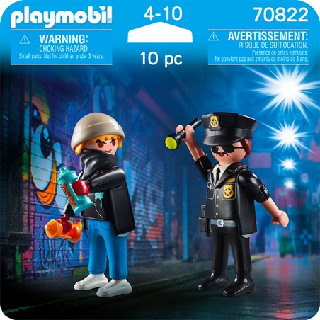 PLAYMOBIL DUO POLICIER ET TAGU