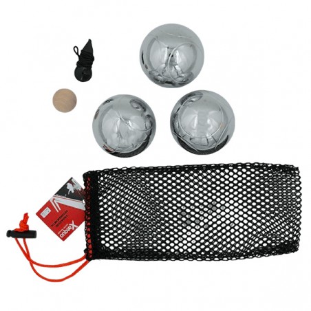 3 BOULES DE PETANQUE METAL FILET X-AEQUO