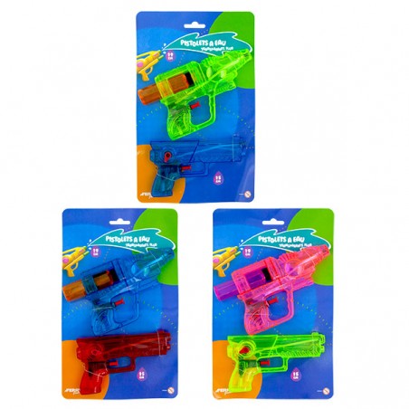  2 PISTOLETS A EAU TRANSPARENT FLUO