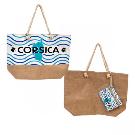  SAC DE PLAGE ET POCHETTE 40X57 CORSICA 