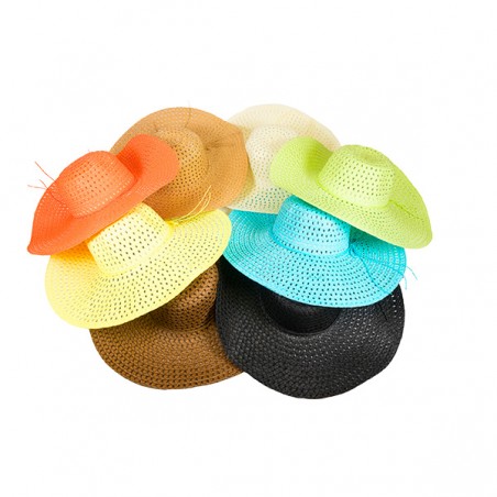  CHAPEAU PAILLE PAPIER COULEURS T.U.