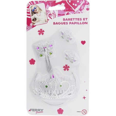  BARRETTES ET BAGUES PAPILLON