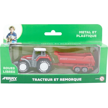  TRACTEUR METAL + REMORQUE 4 ASSORTIS