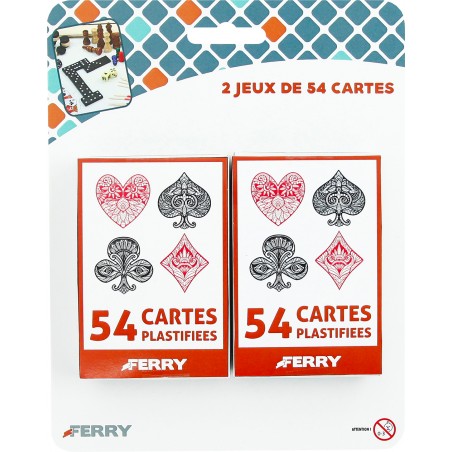  2 JEUX DE 54 CARTES PLASTIFIEES