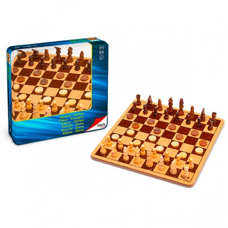  JEU D'ECHECS/ JEU DE DAMES BOITE METAL 