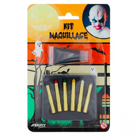  KIT MAQUILLAGE 6 CRAYONS ET FAUX SANG 