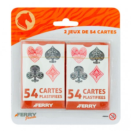  2 JEUX DE 54 CARTES PLASTIFIEES