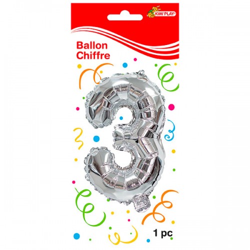  BALLON 36 CM METAL CHIFFRE 3