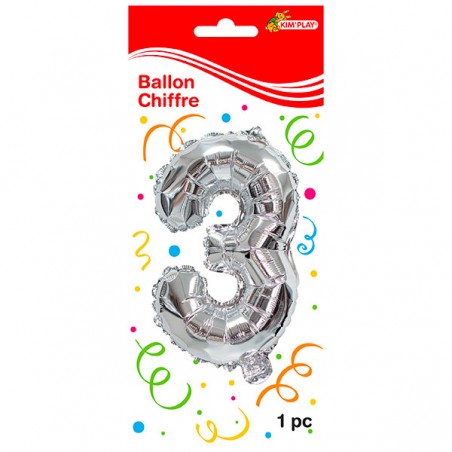  BALLON 36 CM METAL CHIFFRE 3