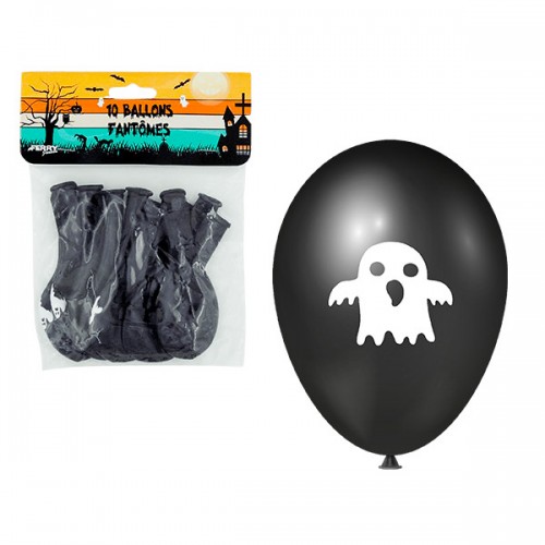  10 BALLONS HALLOWEEN FANTOME