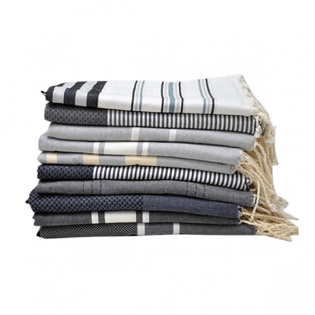 FOUTA PLATE 100X 200 CM ASSORTI DE GRIS 